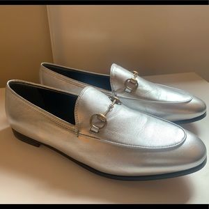 Gucci Silver Metallic Horsebit Loafer